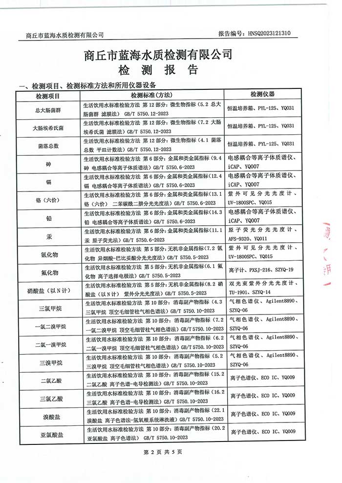 關(guān)于民權(quán)縣水務(wù)公司水質(zhì)檢測(cè)報(bào)告的公示