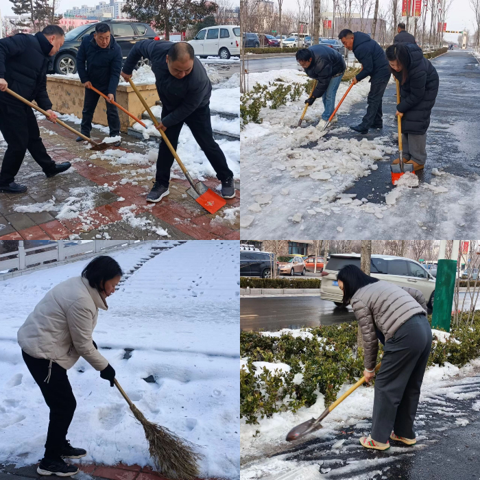 縣委老干部局黨員干部發(fā)揮先鋒模范作用，掃雪除冰護(hù)安全